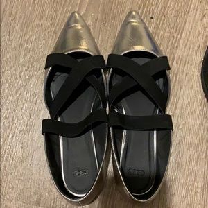 Silver ballerina flats only worn once